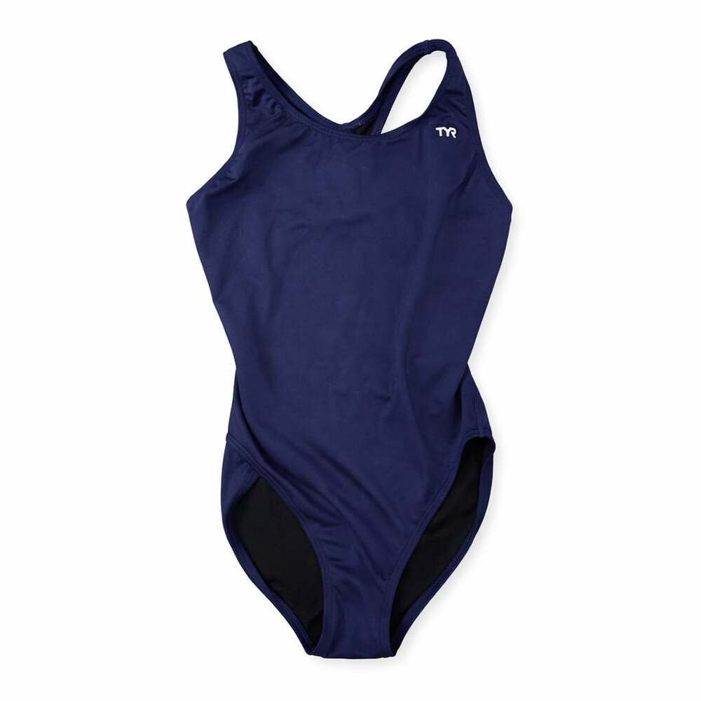 TYR  Navy Blue Solid Racerback One-Piece Competitive‎ Training Swimsuit